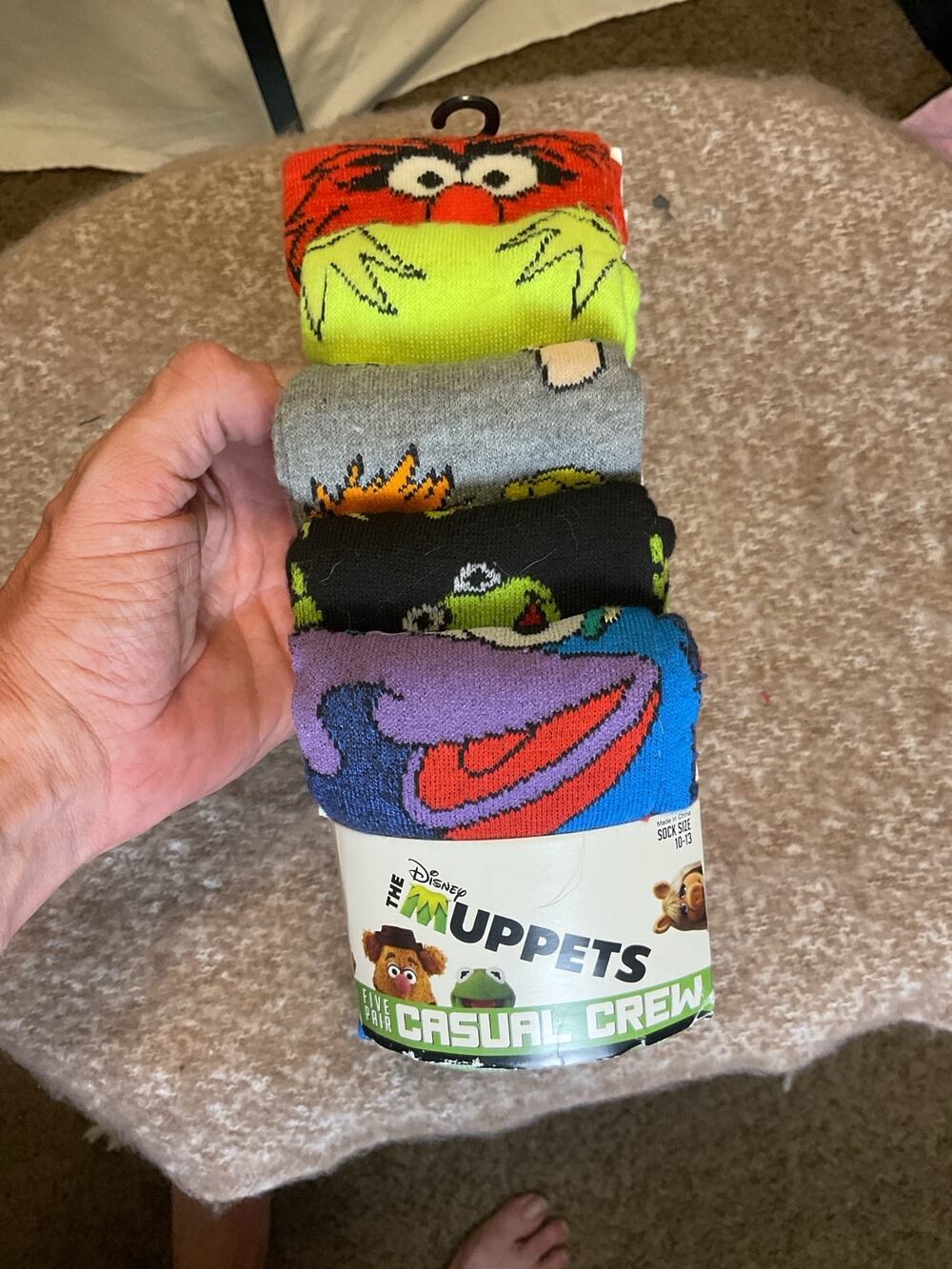 Disney The Muppets Bioworld 5 Pair Casual Crew Socks Multicolor Size 10-13